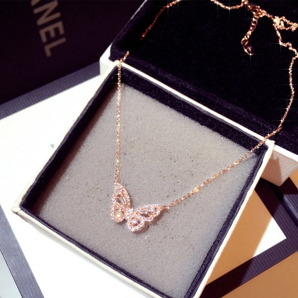 Zirconia Butterfly Necklace