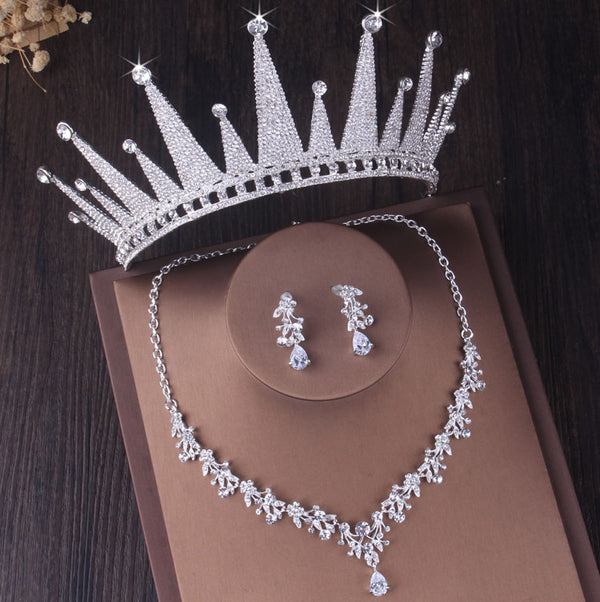 Luxury Sparkling Crystal Floral Bridal Jewelry Sets