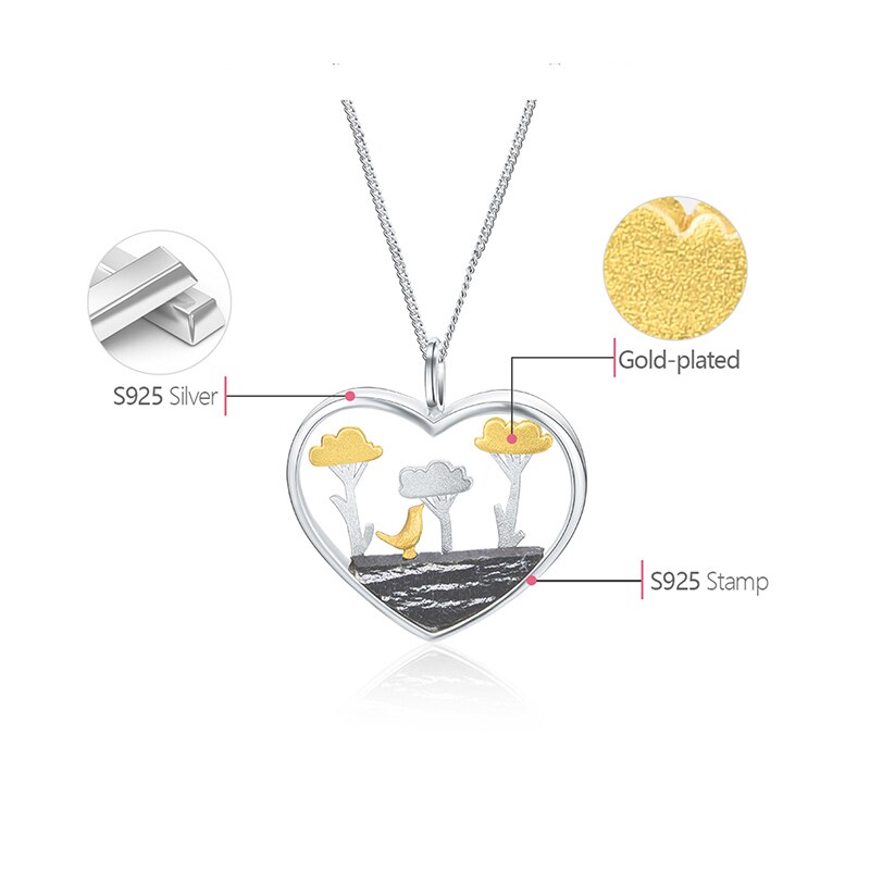 925 Sterling Silver Planting Trees of Clouds Pendant without Necklace