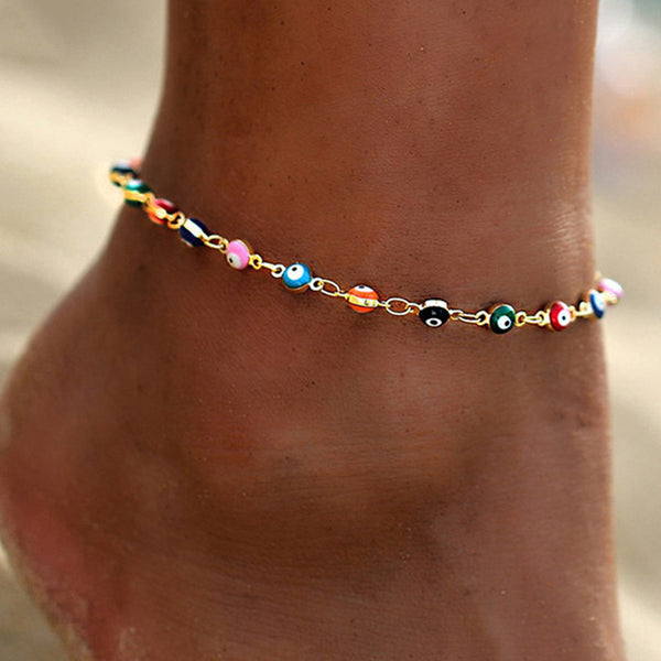 Colorful Turkish Eyes Ankle Bracelet