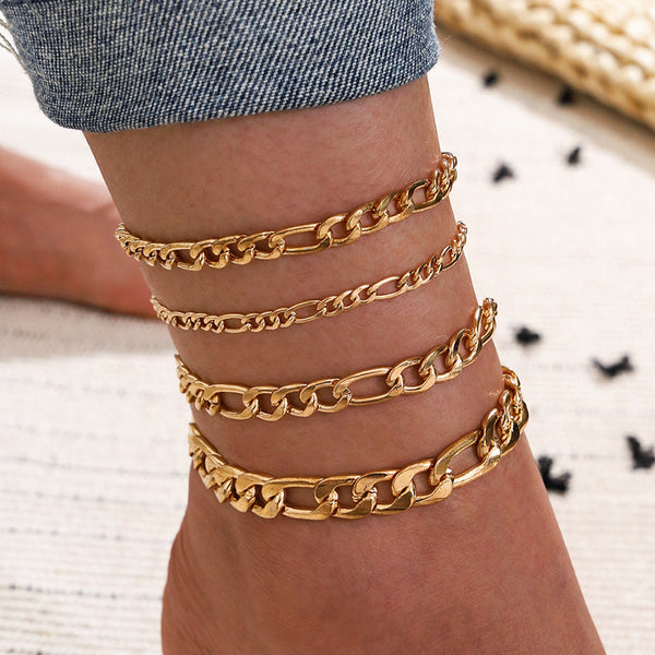 Punk Hip Hop Multilayer Chain Anklets For Women