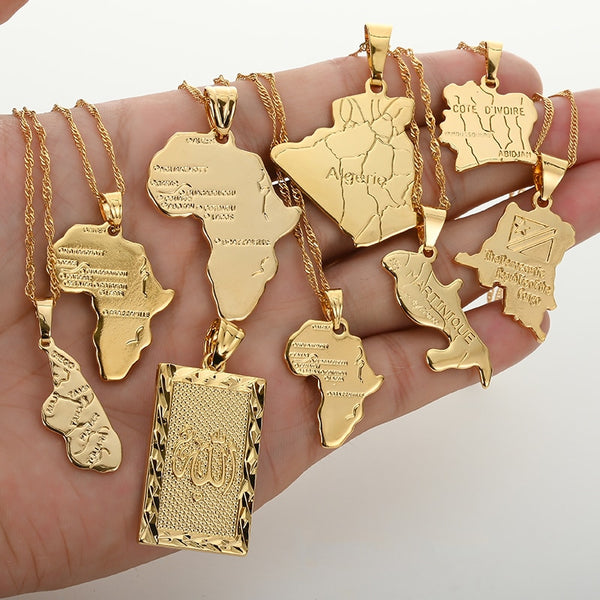 Africa Congo Algeria Map Pendant Necklace