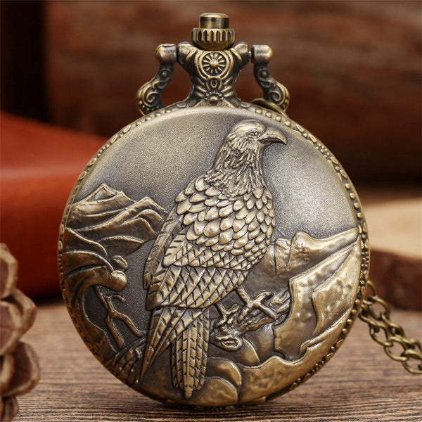 Vintage Old Eagle Display Quartz Pocket Watch