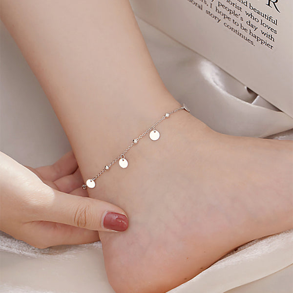 Silver Color Charming Disc Chain Anklet Bracelet For Women