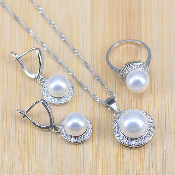 Freshwater Natural Pearl Silver Color Jewelry Sets