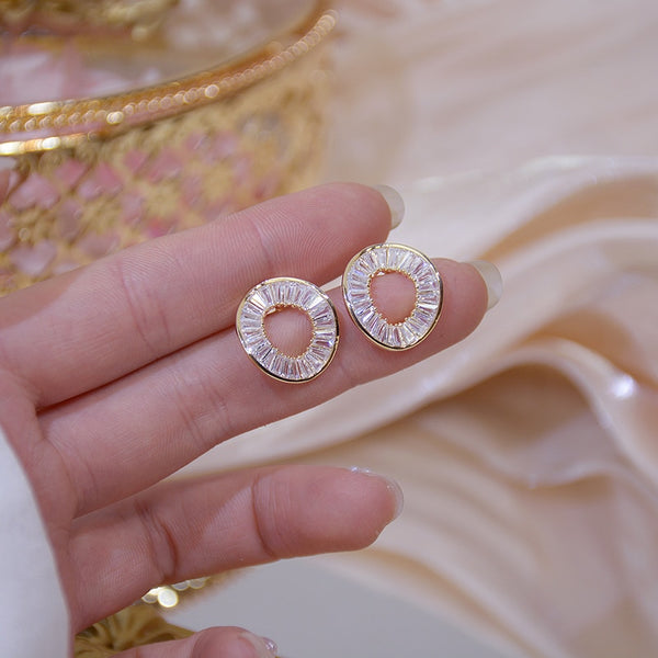 14k Real Gold Fashion Personality Irregular Circle Earring