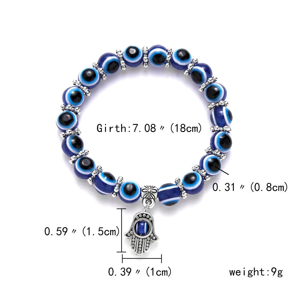 Blue Evil Eye Bead Bracelet