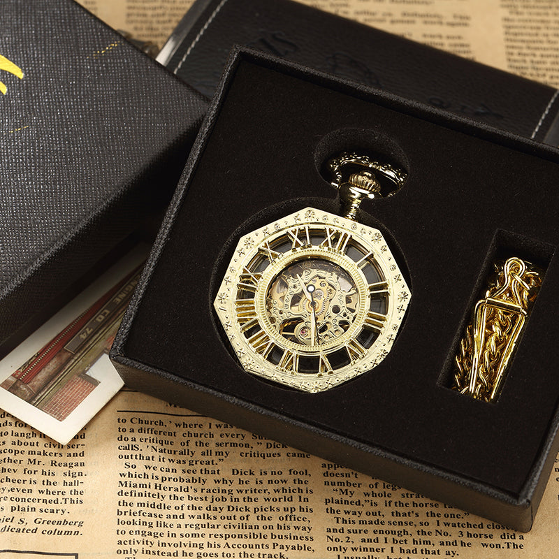 Luxury Unique Hexagonal Roman Number Pocket Watch