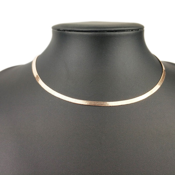 Gold Blade Chain on Neck Choker Necklace