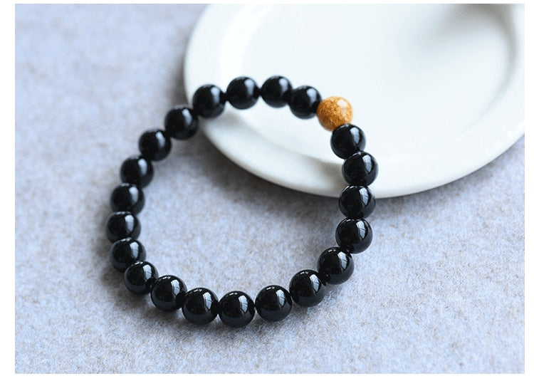 Natural Black Onyx Stone Beads Bracelets