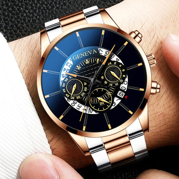 Men Casual Calendar Clock Male Stainless Steel Quartz Watch