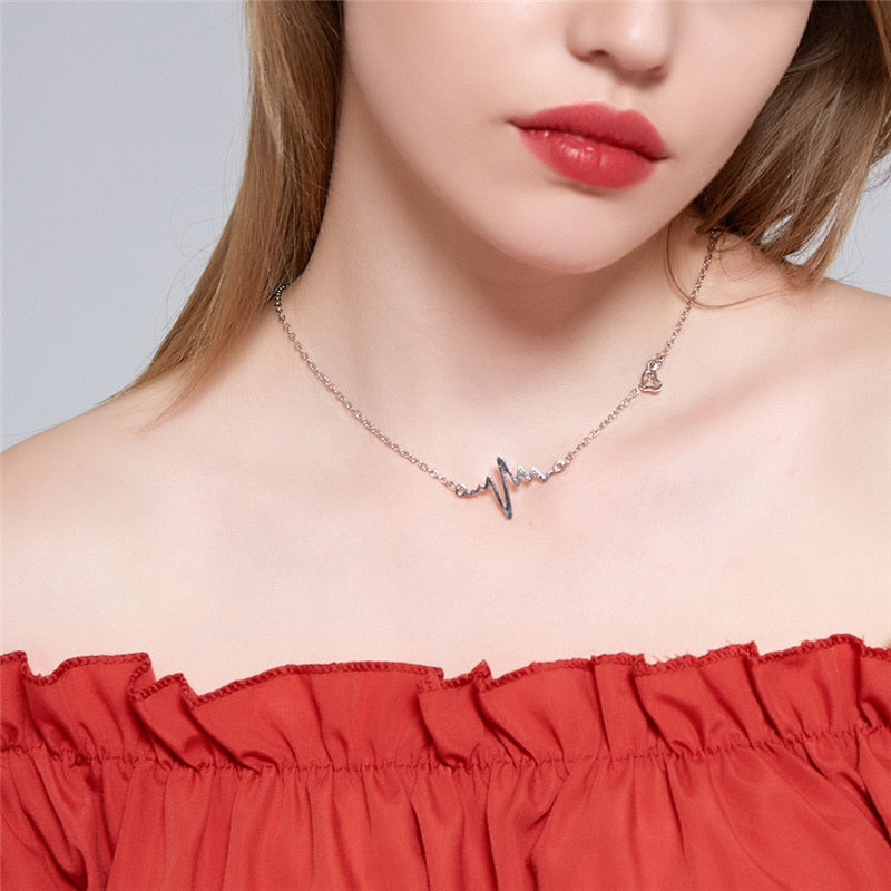 Fashion Electrocardiogram Chain Necklaces