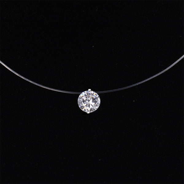 Fashion Silver Color Crystal Zircon Invisible Pendant Necklace