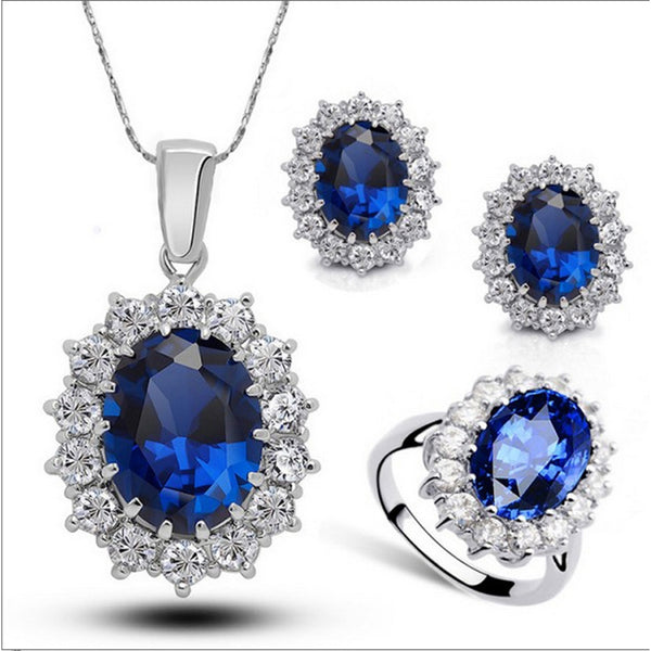 crystal jewelry silver colour wedding jewelry sets