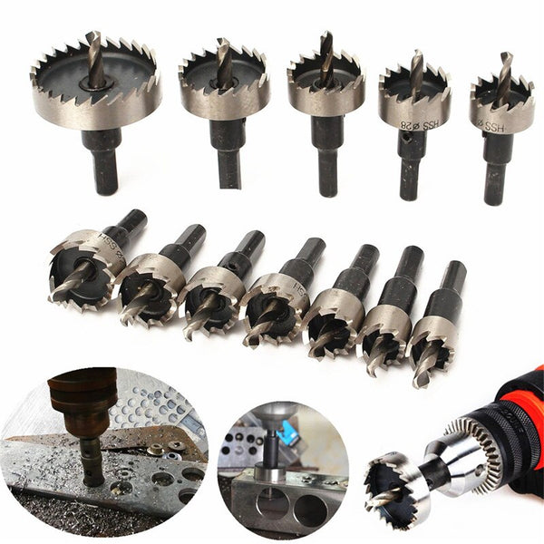 12 Pcs Hole Saw Tooth HSS Steel Core Drill Bit Set