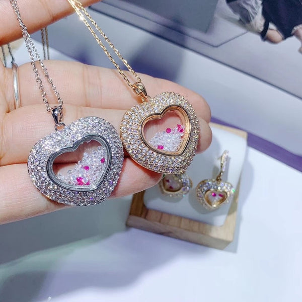 Trendy Lover Heart Wedding Necklace Earrings For Women