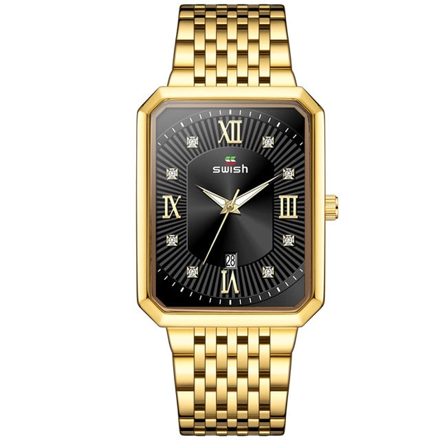 Men Quartz Wristwatches Creative Rectangle Diamond Watch