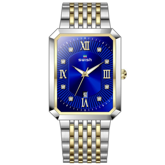 Men Quartz Wristwatches Creative Rectangle Diamond Watch