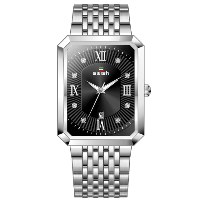 Men Quartz Wristwatches Creative Rectangle Diamond Watch