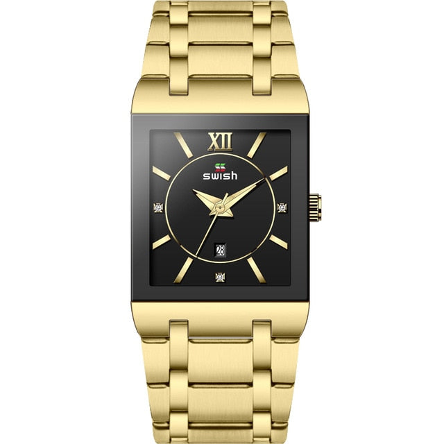 Men Quartz Wristwatches Creative Rectangle Diamond Watch