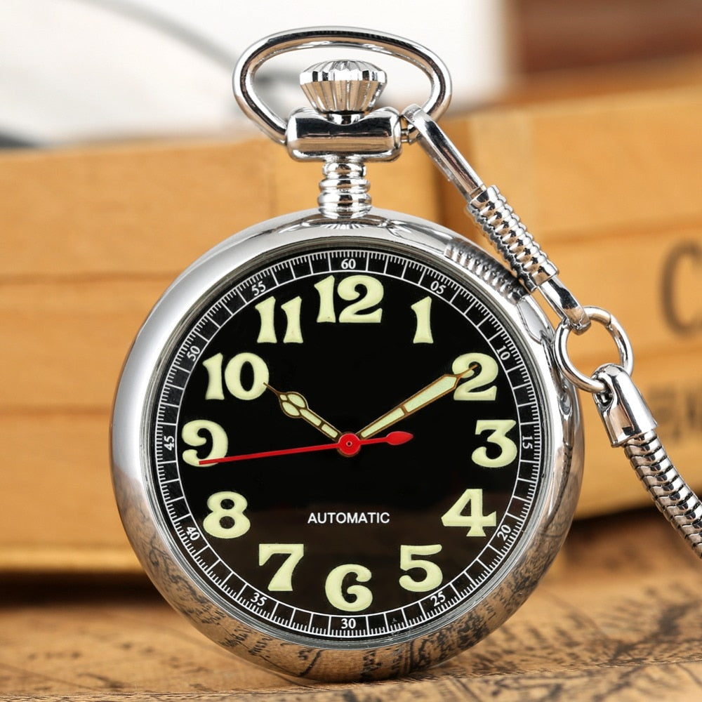 Luminous Numbers Dial Mechanical Automatic Pocket Watch