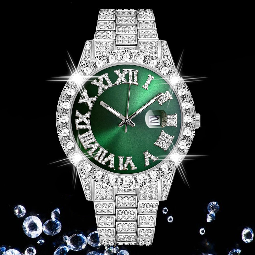 Luxury Full Diamond Mens Watches AAA CZ Quartz Men's Watch