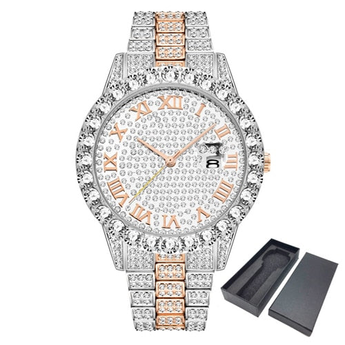 Luxury Full Diamond Mens Watches AAA CZ Quartz Men's Watch