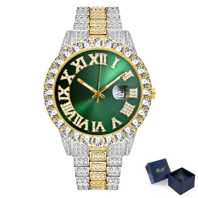 Luxury Full Diamond Mens Watches AAA CZ Quartz Men's Watch