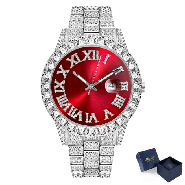 Luxury Full Diamond Mens Watches AAA CZ Quartz Men's Watch