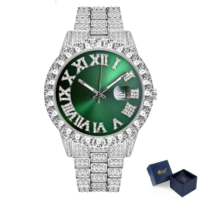 Luxury Full Diamond Mens Watches AAA CZ Quartz Men's Watch