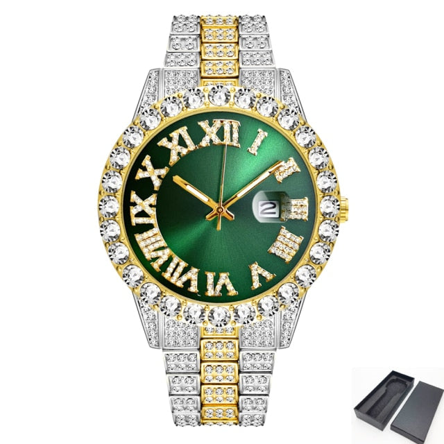 Luxury Full Diamond Mens Watches AAA CZ Quartz Men's Watch