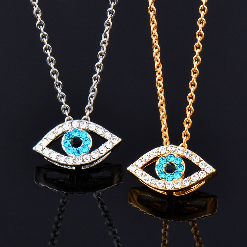 Blue Evil Eye Blue Rhinestone Eye Choker Necklace