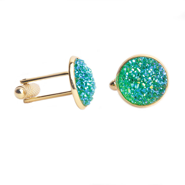 Drusy Rhinestones Cuff Links Round Sleeve Button Christmas Gifts