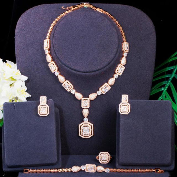 Luxurious 4Pcs Bridal Wedding Party Jewelry Set