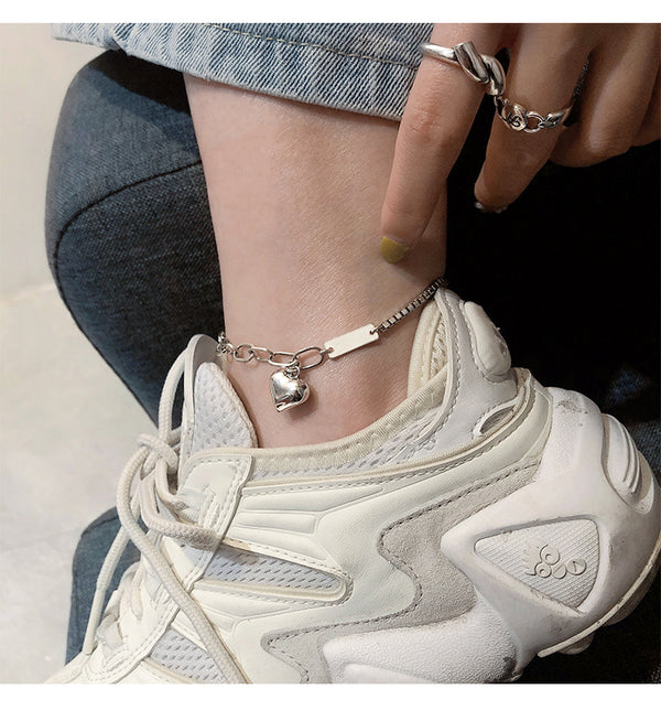 Delicate Handmade Silver Color Love Heart Anklet Bracelet for Women