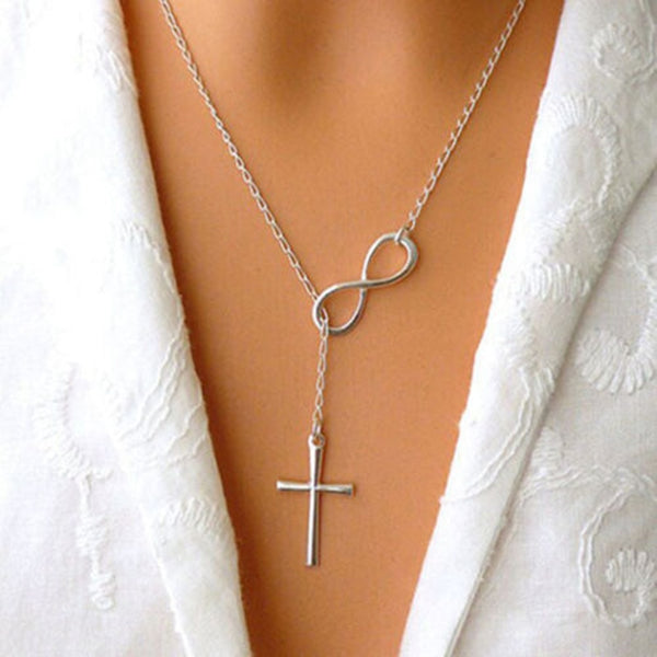 Classic 8 word Infinity Tassel Cross Pendant