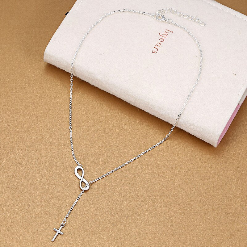 Classic 8 word Infinity Tassel Cross Pendant