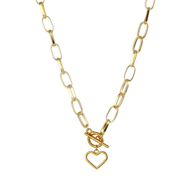 Thick Chain Toggle Clasp Gold Necklaces