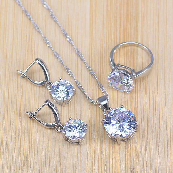 many colors top cubic zircon silver color jewelry set