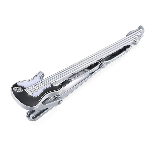 silvery music violin tie clips