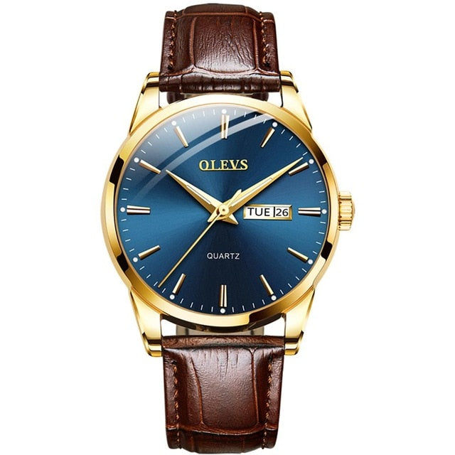 Men Classic Quartz Waterproof Watch Leather Strap Business  Watch