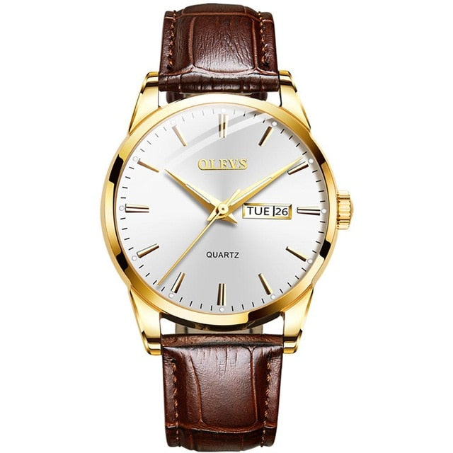 Men Classic Quartz Waterproof Watch Leather Strap Business  Watch