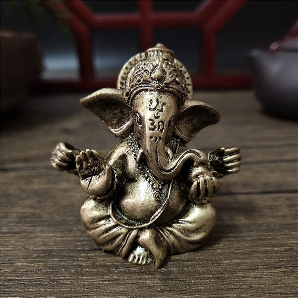 Bronze Color Lord Ganesha Statue Buddha