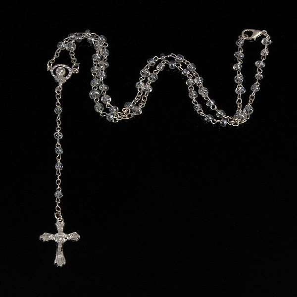 Small 4mm Glass Rosary Necklace