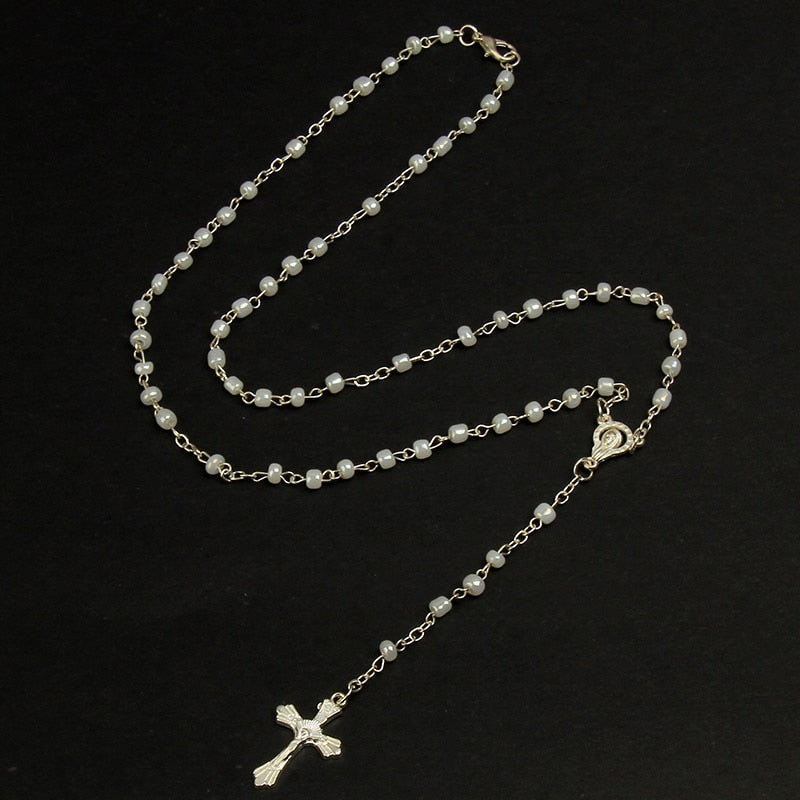 Small 4mm Glass Rosary Necklace