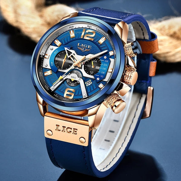 Luxury Military Leather Wrist Watches Mens Clocks Chronograph Wristwatch