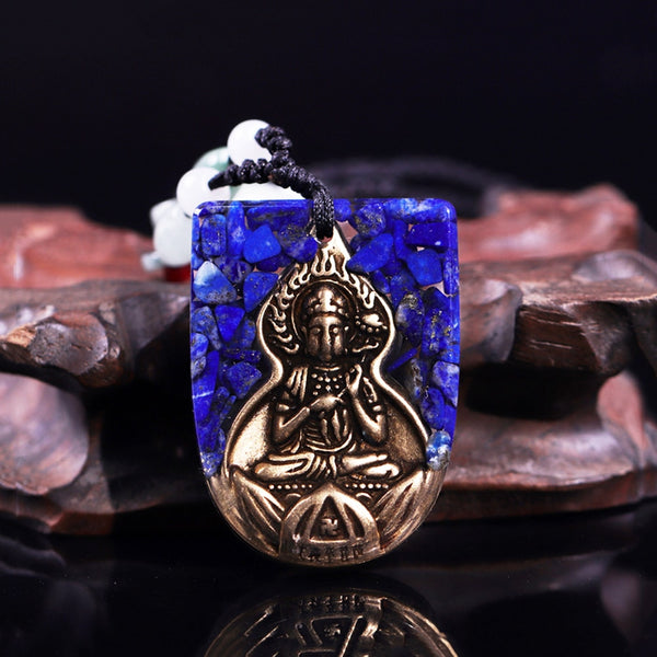 Natural Lapis Lazuli Orgonite Pendant Buddha Necklace