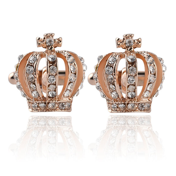 Shiny Rhinestones Imperial Crown Cufflinks