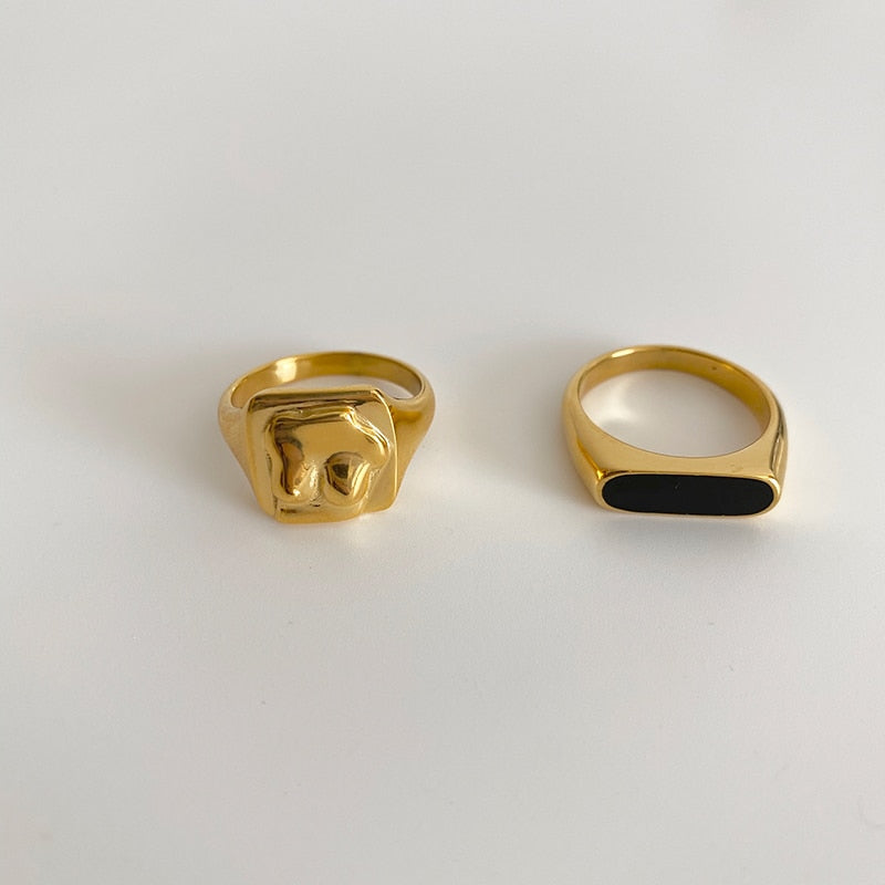 Black Enamel Abstract Body Rings