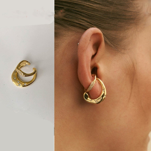 Double layer Metal Geometric No Pierced Ear Bone Clip